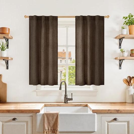 YoungsTex Brown Linen Curtains 40 Inch Length by YoungsTex