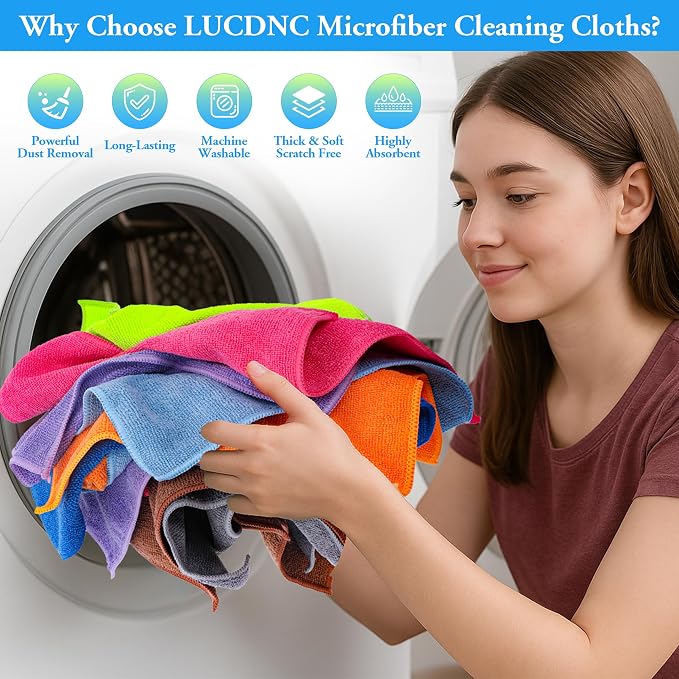Microfiber Cleaning Cloths 16 Pack 8 Color Cleaning Rags - Image 6