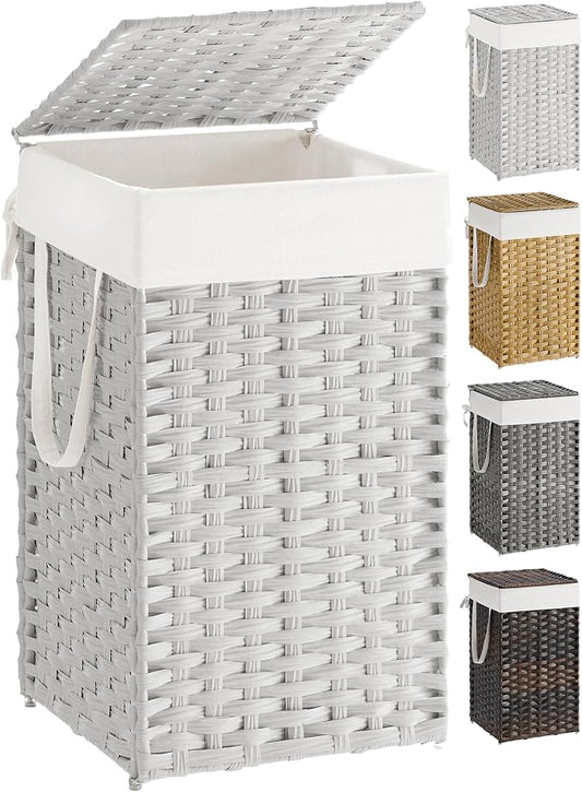 SONGMICS Laundry Hamper with Lid, 17.2 Gallon Synthetic Rattan Clothes Laundry by SONGMICSbySONGMICSHOME