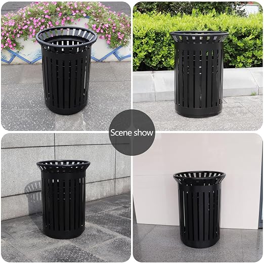 Outdoor Metal Slatted Trash Receptacle, Waste Receptacle，Commercial Trash Cans - Image 4