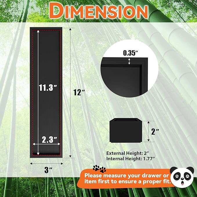 Bamboo Drawer Organizer, Narrow Silverware Organizer - Image 2