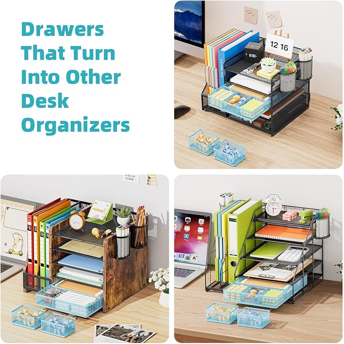 Marbrasse 3 Packs Desk Drawer Organizers, Metal Mesh Dividers - Image 6