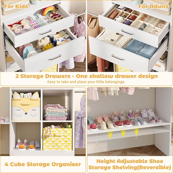 Closet System - 4.75-8FT Closet Organizer System