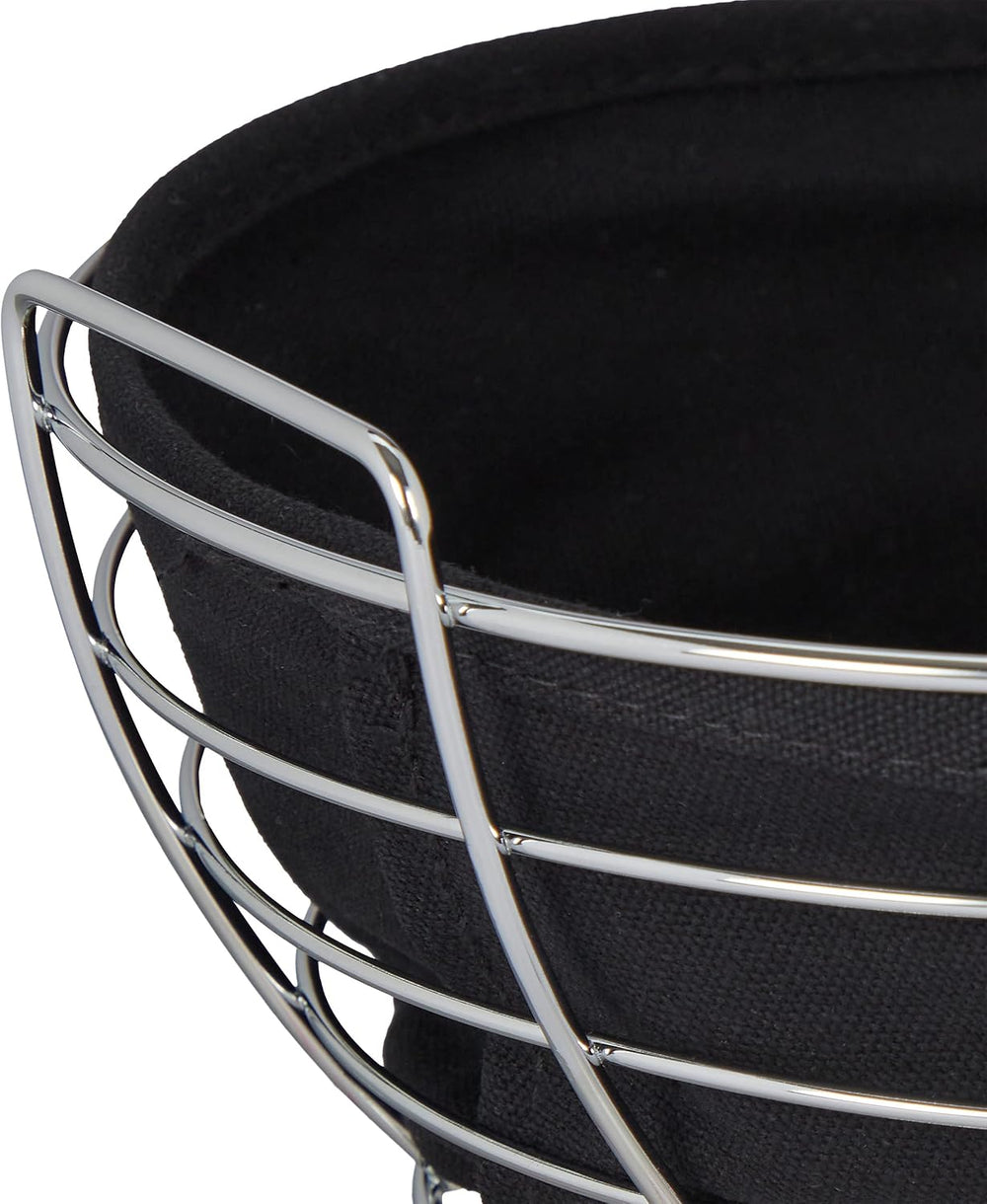 Relaxdays Metal bread basket, with removable fabric insert, round, breakfast ...