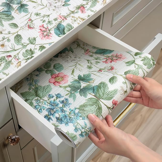 Shelf Liner for Kitchen Cabinets Non Adhesive Drawer Liner, Cabinet Liner for by Quttisay