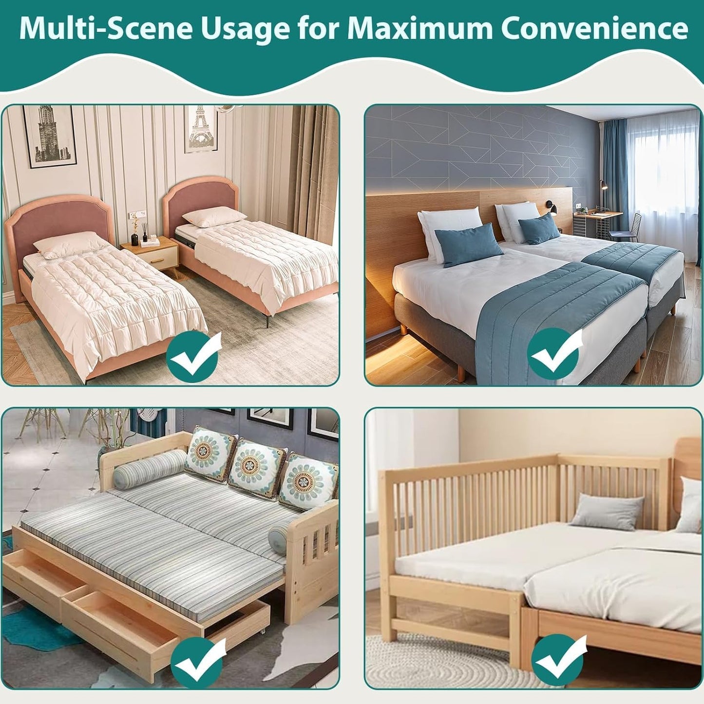 80"x12" Split King Gap Filler for Adjustable Bed, Extra Wide Bed Bridge Twin XL to King Converter with Removable Cover, Mattress Connector Fits 0–1.5″ Gap, Easy Install (White)