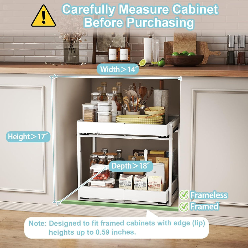 Golener 2-Tier Expandable Pull Out Cabinet Organizer, Cabinet Drawers, 16"D