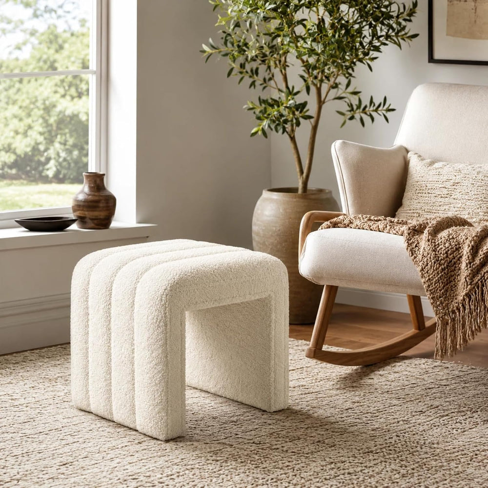 Vanity Stool Chair Teddy Velvet Ottoman Footrest Sofa Bench Extra Seat