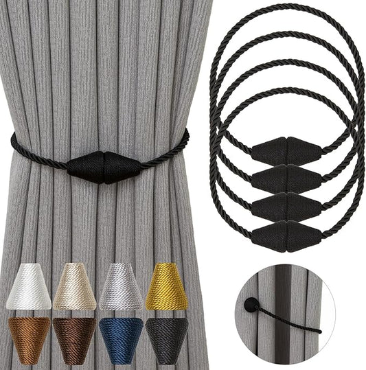 Magnetic Curtain Tiebacks 4 Pack Outdoor Rope Curtain Tie Backs Decorative by CurtainTiebacks