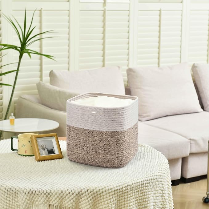 3 Pack Storage Cubes 11 Inch Cotton Rope Woven Baskets - Image 4