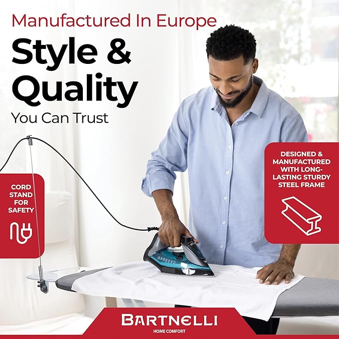 Bartnelli Extra Wide Pro Ironing Board 19x48 Ironing Surface - Image 2