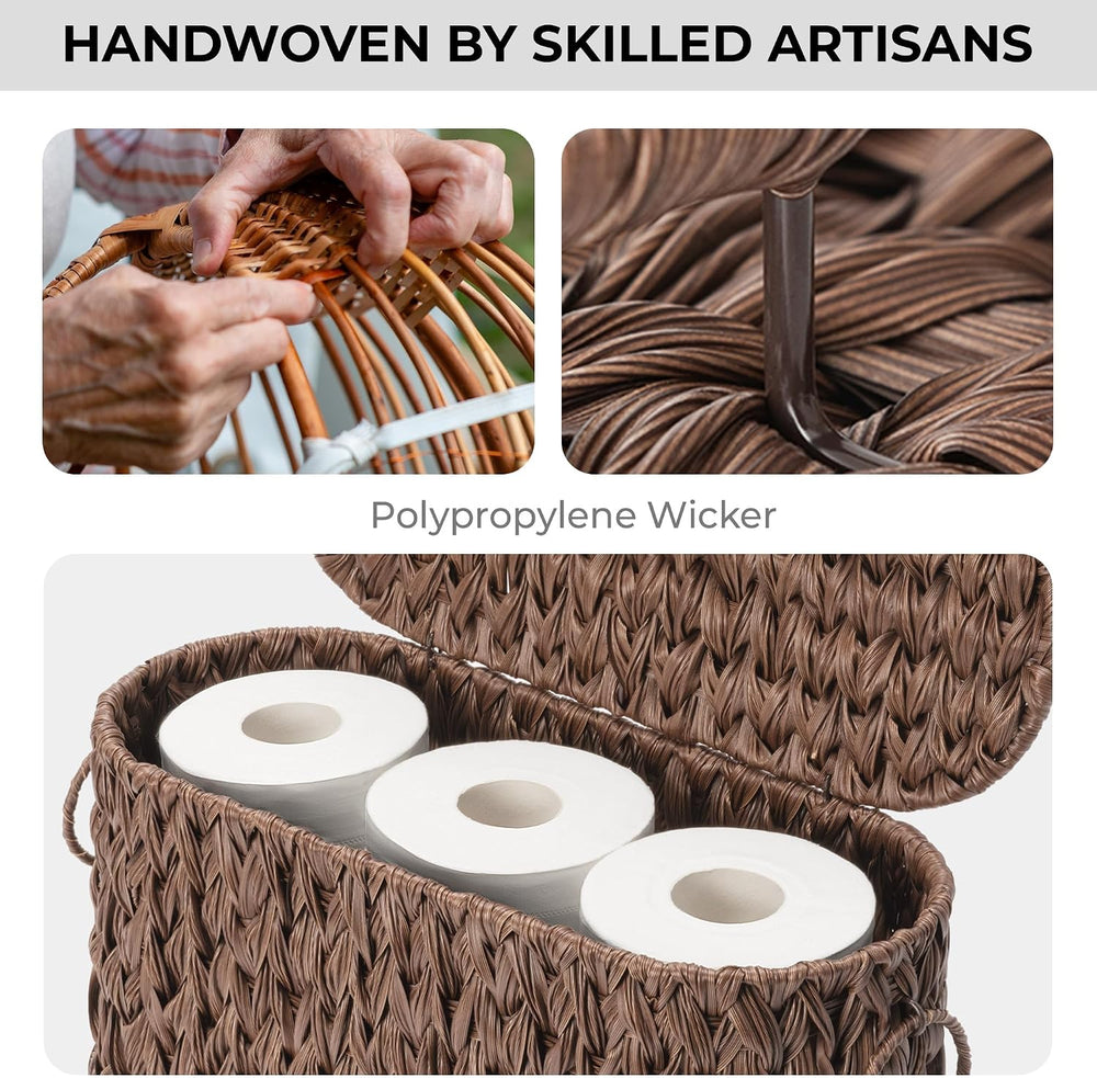 GRANNY SAYS Toilet Paper Storage Basket with Lid, Woven Toilet Paper Holder