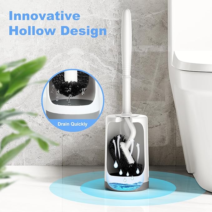 HAMITOR Toilet Bowl Brush Holder Set: Curved Design - Image 4
