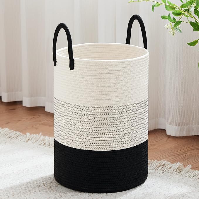 VIPOSCO Large Laundry Hamper, Tall Woven Rope Storage Basket by VIPOSCO
