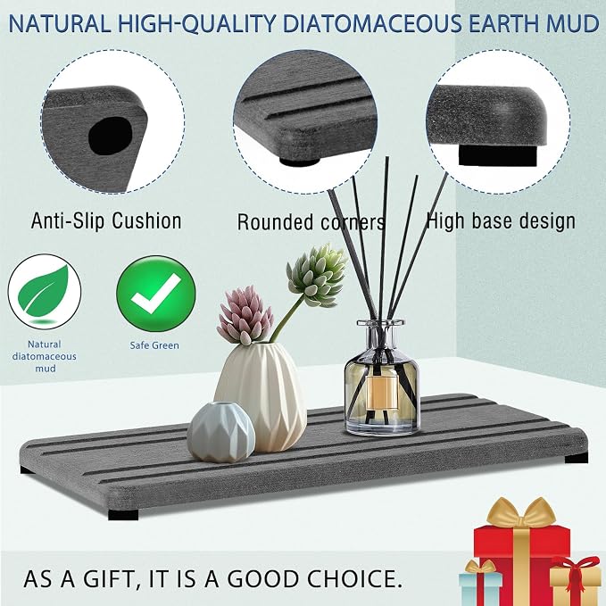 2PCS Water Absorbing Stone Tray, Quick Drying Diatomite Stone Sink Tray - Image 5