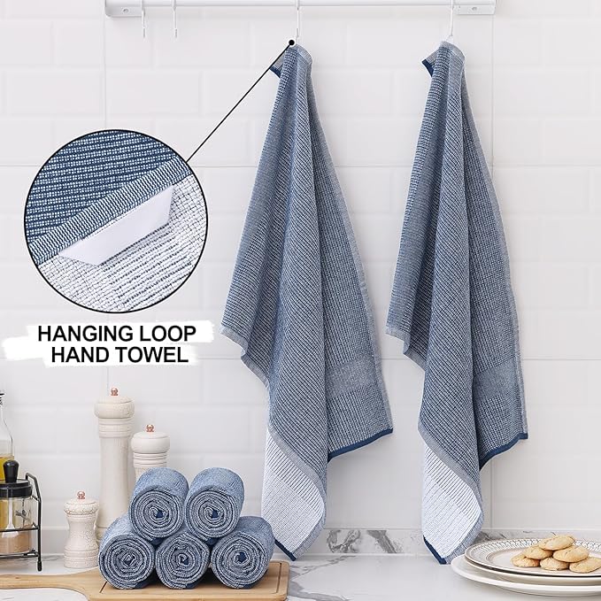 Homaxy Premium Kitchen Towels, Large Cotton Kitchen Hand Towels, Flat and Terry - Image 3