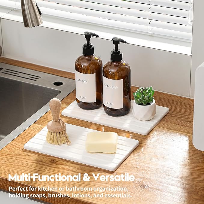 2PCS Water Absorbing Stone Drying Tray Mat - Image 3