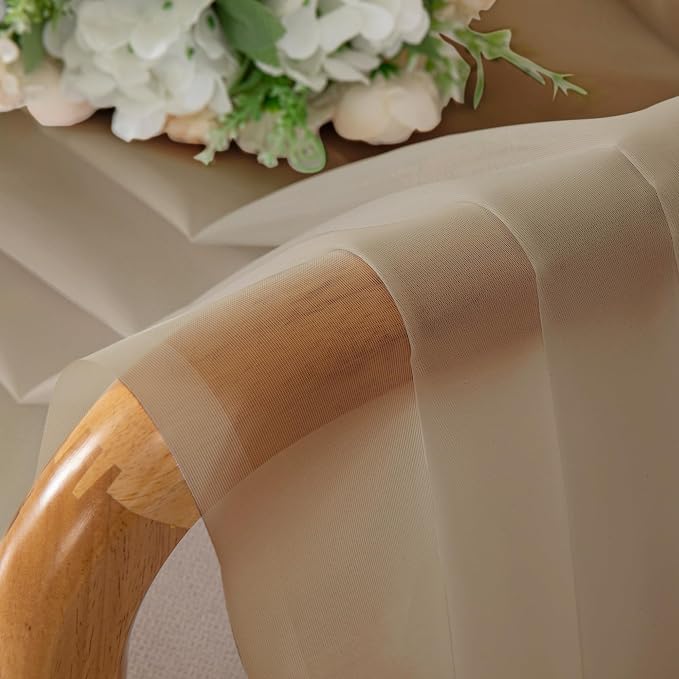 Chyhomenyc Taupe Sheer Curtains 45 Inch Long 2 Panels, Light Filtering Rod - Image 5