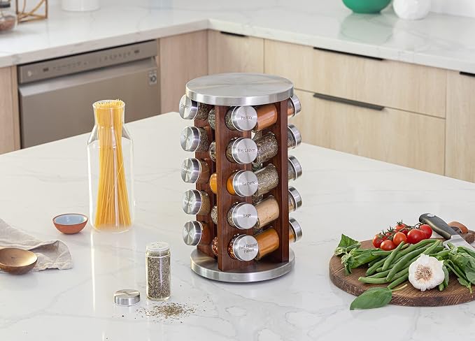 Orii 20 Jar Dark Acacia Wood Spice Rack - Image 7
