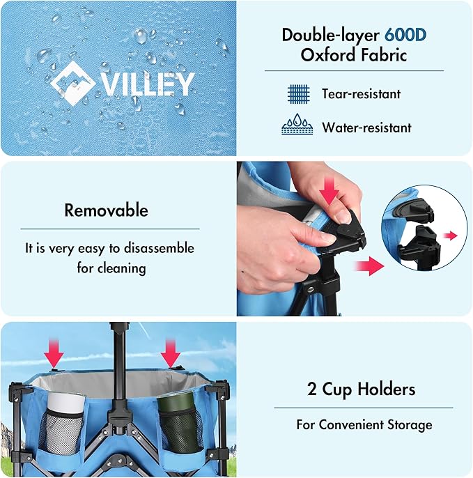 VILLEY Extended Collapsible Foldable Wagon - Image 6