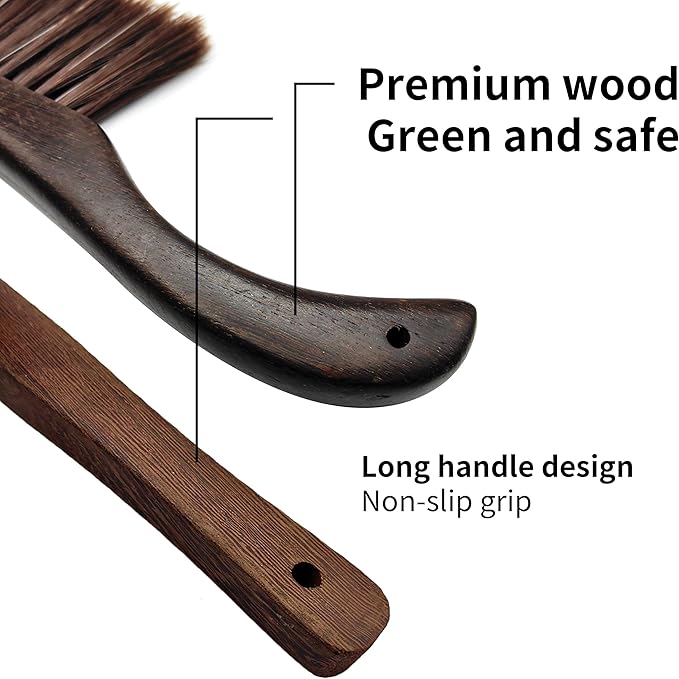 2 Pcs Wooden Hand Broom Brush, Dust Bench Brush Whisk Broom Soft Bristle Brush - Image 6