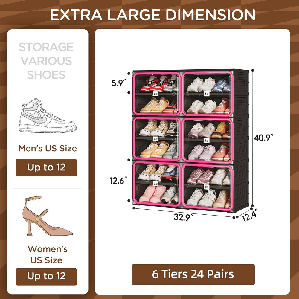 Vipbox No Assembly 6 Tier Collapsible Shoe Rack, 24 Pairs Foldable Shoe Stora...