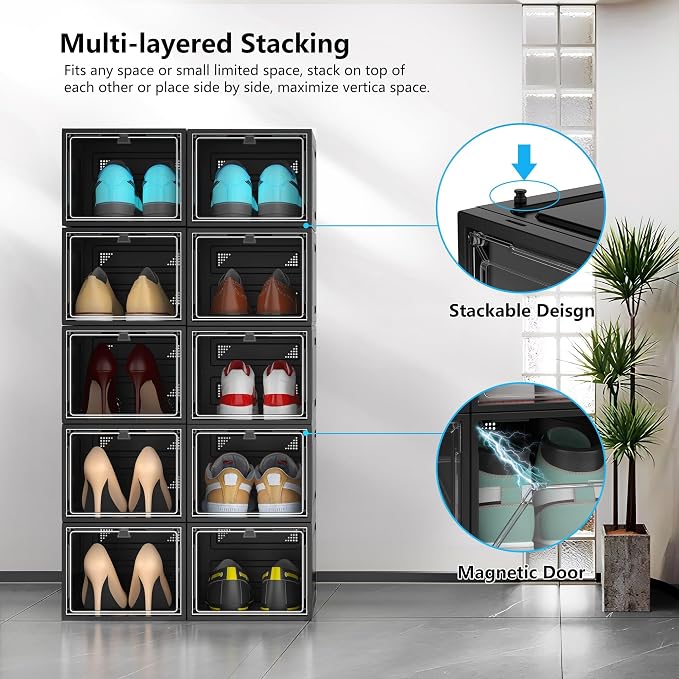 12 Pack Hard Sturdy Thickened Rigid XX Large Shoe Storage Organizer - Image 3