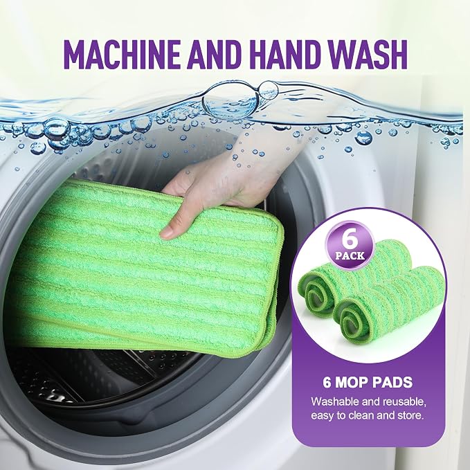 6 Pack Reusable Mop Pads for Swiffer WetJet, Washable Wet Mop Refills - Image 6