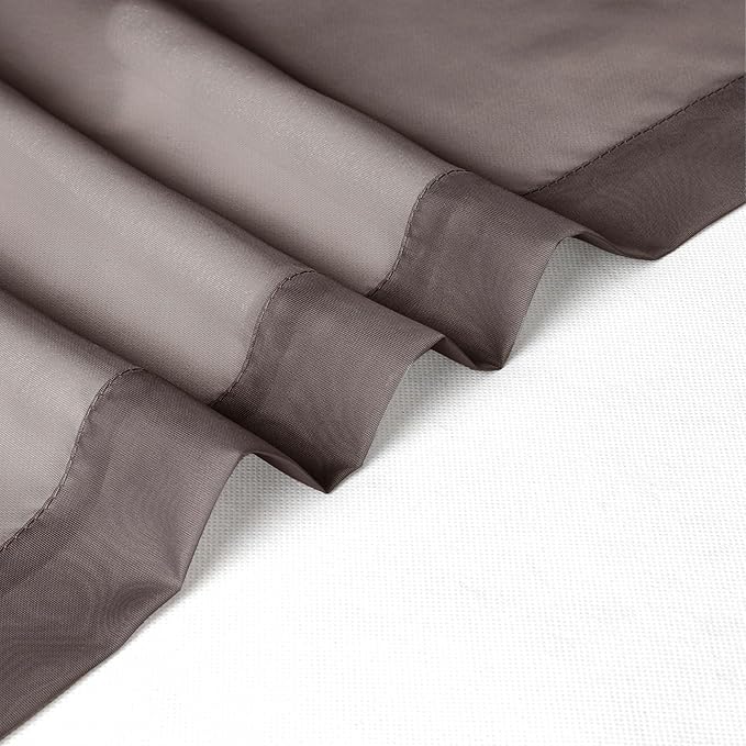 Chyhomenyc Chocolate Brown Sheer Curtains 54 Inch Long 2 Panels, Light - Image 4