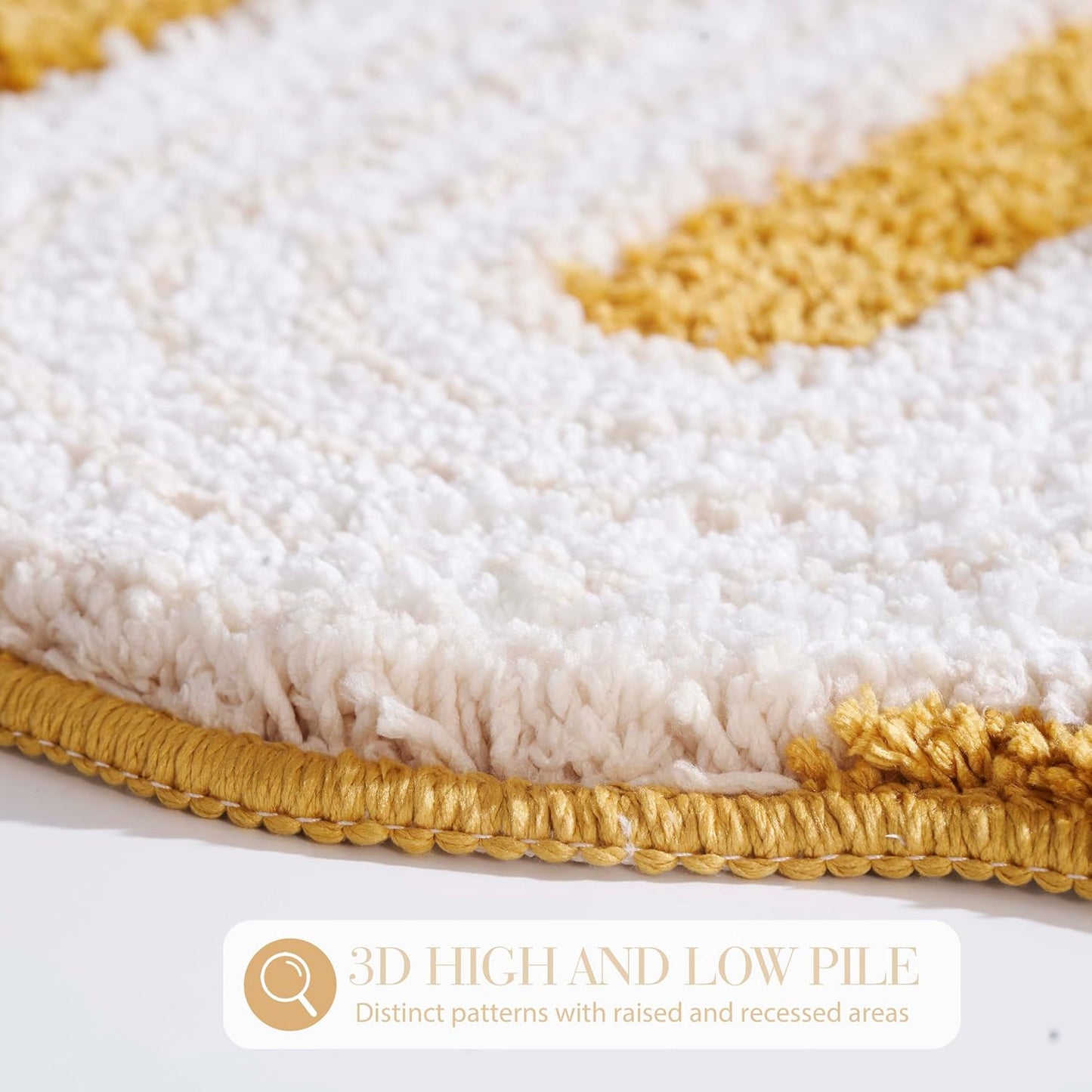 Unique Boho Bathroom Rugs, Cute Bath Mat with Funky Design, Fun Bohemian Decor for Bathroom Bedroom, Machine Washable Soft Non-Slip Bath Rug, 30" X 20", Mustard Yellow