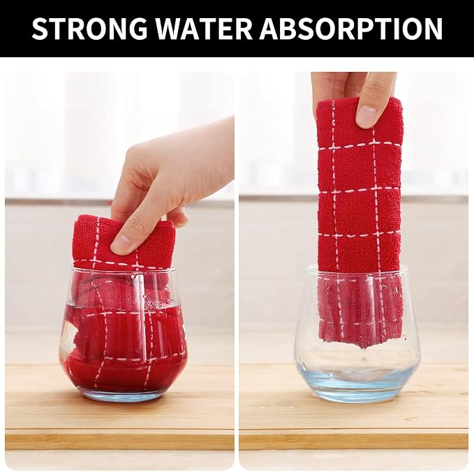 Homaxy 100% Cotton Terry Kitchen Towels, Checkered Designed, Soft and Super - Image 3