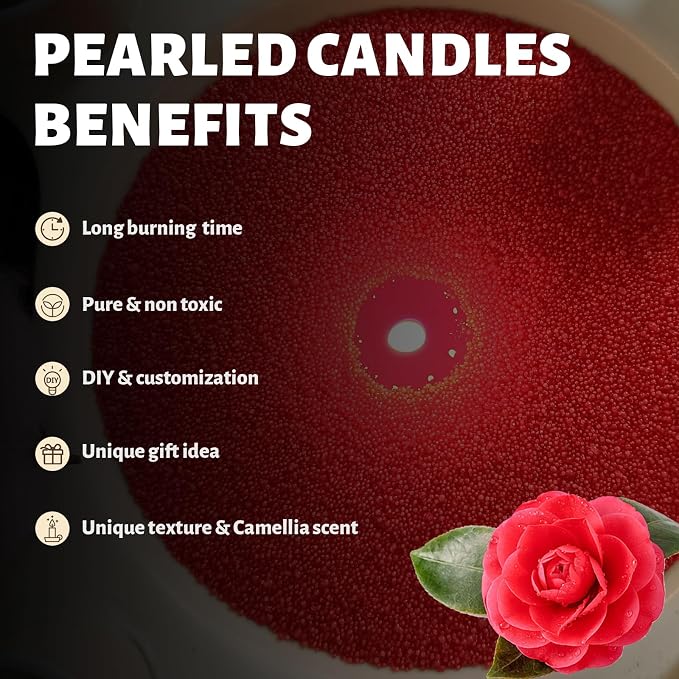 Camellia Scented Red Pearled Candle 18oz Luxury Sand Candle Granulated Wax - Image 3