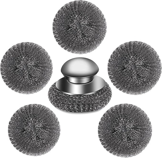 6Pcs Steel Wool Scrubber with Replacement Wire Pads Set, Stainless Steel by VinYanKee