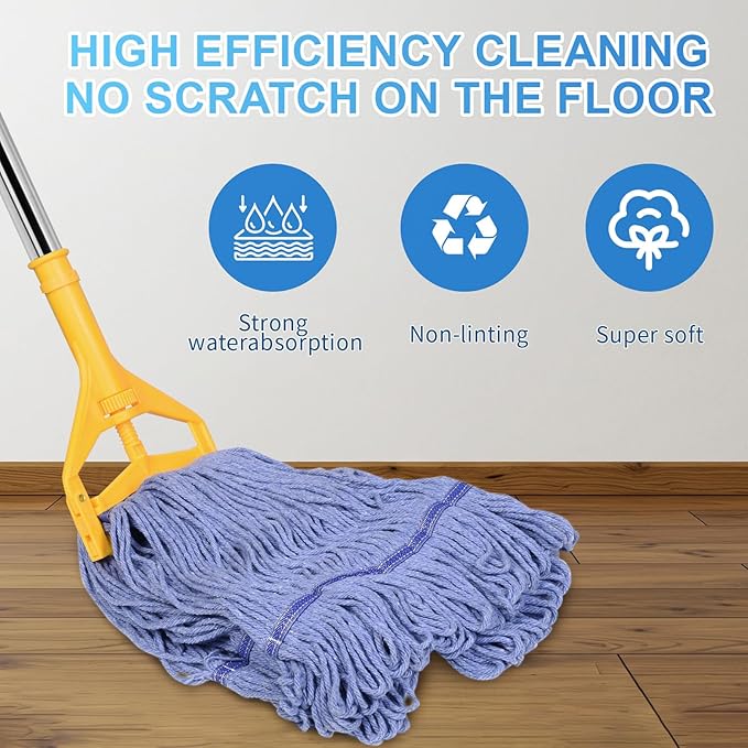 Commercial Mop with Extra Head Replacement, 63Inch Handle Heavy Duty Industrial - Image 2