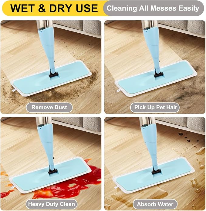 16.5 Inch Reusable Mop Pads Microfiber Spray Mop Replacement Heads - Image 6