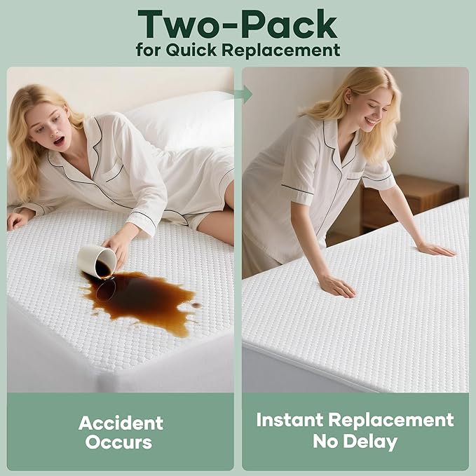 OhGeni 100% Waterproof Mattress Protector, Mini Crib-2 Pack Size Mattress Pad - Image 2