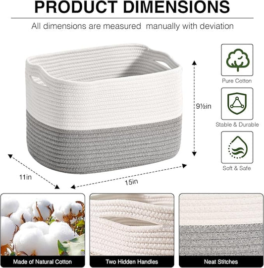 Woven Cotton Rope Storage Basket - Image 2