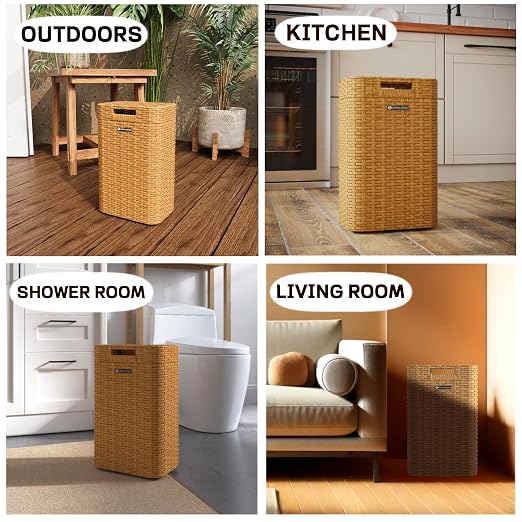 Ypati Handwoven 4 Gallon Rattan Trash Can - Image 6