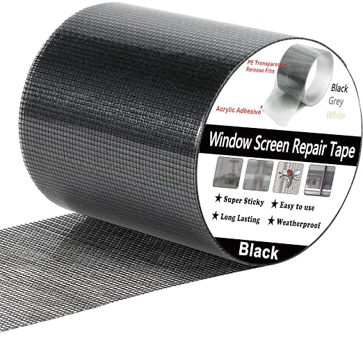 Wohohoho Window Screen Repair Tape, 2 in X 20 FT Black Screen Patch Repair Kit by wohohoho
