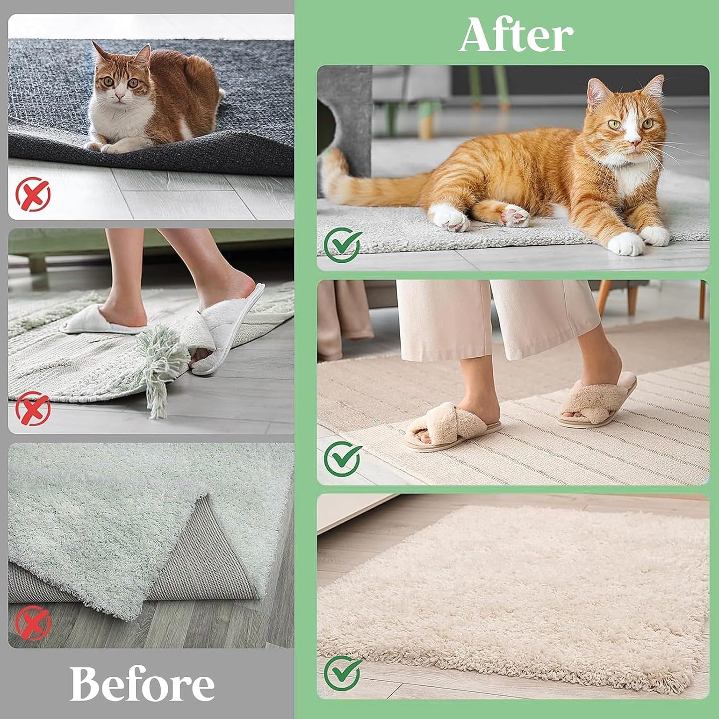 20 Pcs Rug Gripper Pads, Super Adhesive Resuable & Washable Non-Slip Rug Gripper for Hardwood Floors Rug Stoppers, for Marble, Tiled and Vinyl Floors