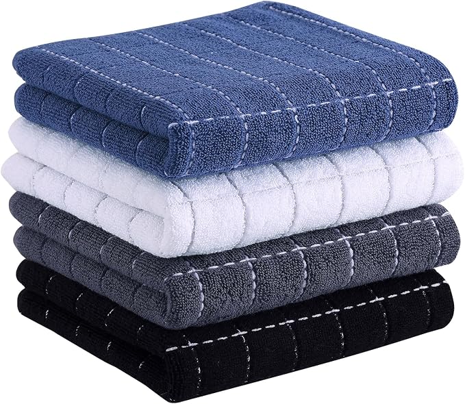 Homaxy 100% Cotton Terry Kitchen Towels, Checkered Designed, Soft and Super by Homaxy