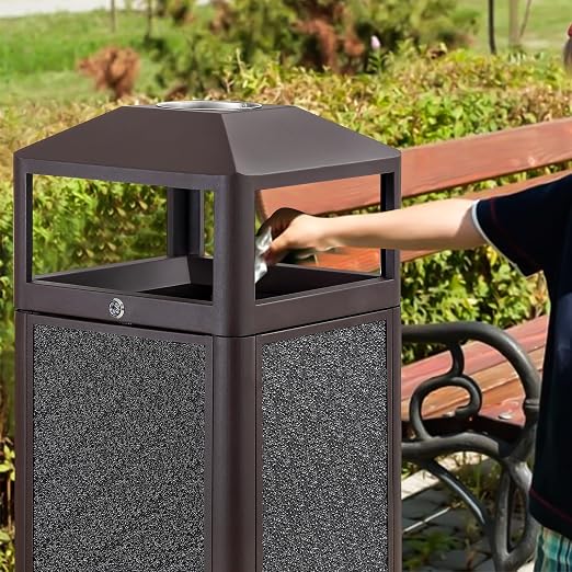 Square Waste Container with Dome Lid | Commercial Outdoor Garbage and Trash - Image 9