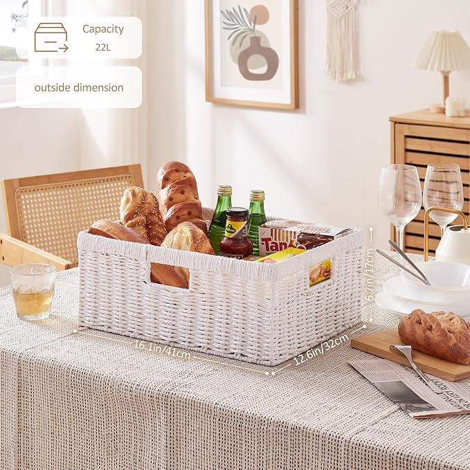 OIAHOMY Wicker Basket, Paper Shelf Basket