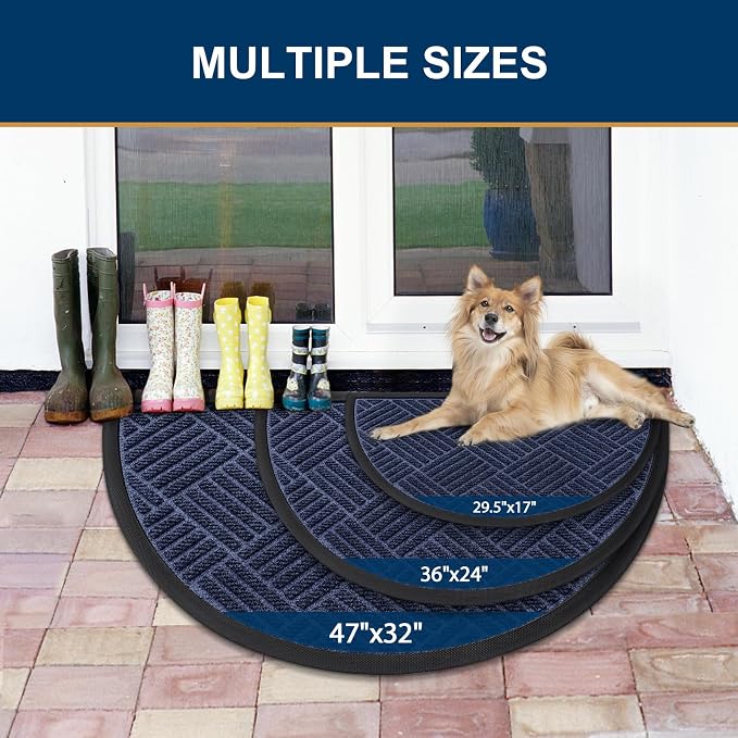 Smiry Half Circle Front Door Mat Outside Entrance, Heavy Duty Outdoor Indoor - Image 2