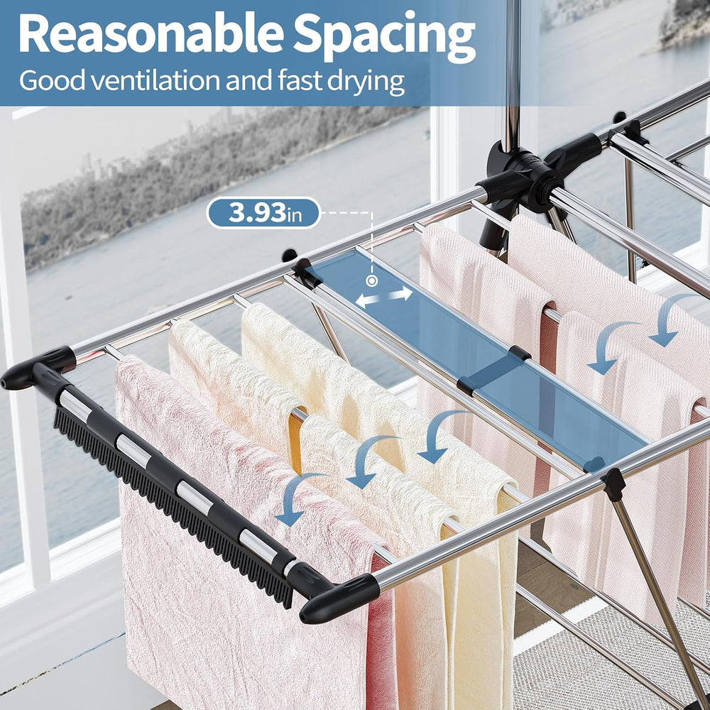 APEXCHASER Clothes Drying Rack with High Hanger, 3-Level Drying Racks