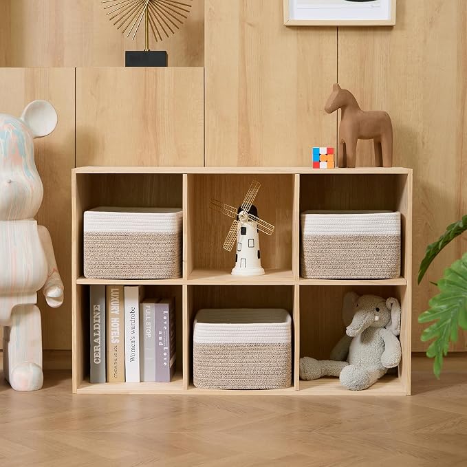Small Organizing Baskets for Cubes Shelf, 9.7x9.7x7.1 Inch Rope Woven Storage - Image 3