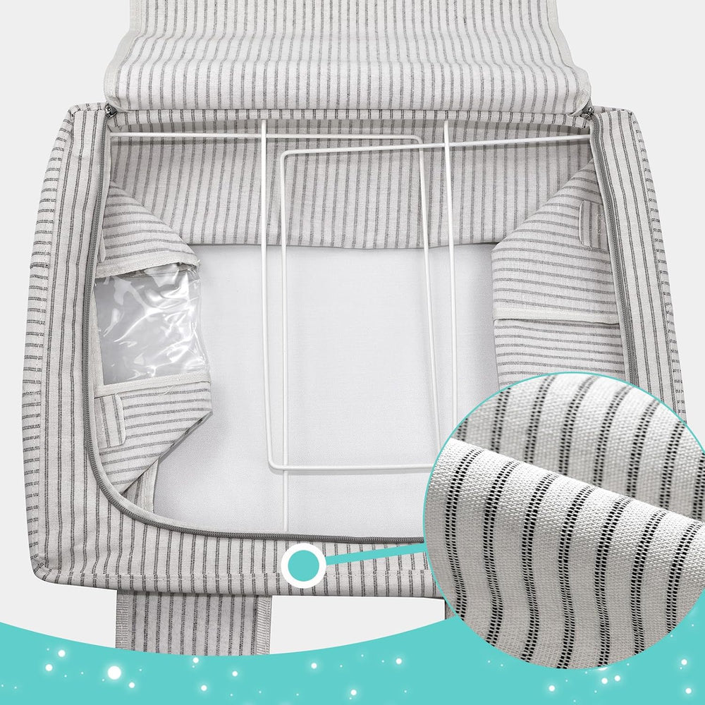 3 Pack Clothes Storage Bins, Foldable Metal Frame Storage Box with Lids,Stack...