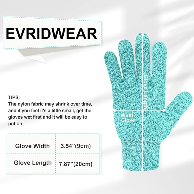 Evridwear Exfoliating Gloves for Shower, 100% Nylon Thick Soft Medium Heavy - Image 6