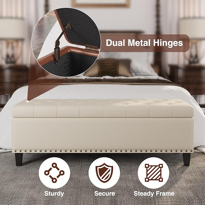 Storage Ottoman Bench, 51-Inch Large Storage Bench - Image 7