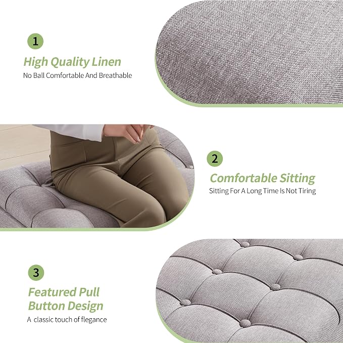 Ottoman with Storage 38 inches, Furniture End of Bed Storage Benches, Long - Image 5